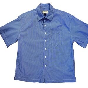 American Eagle Mens Relaxed Fit Short Sleeve Button XS Pinstripe Shirt Blue XS